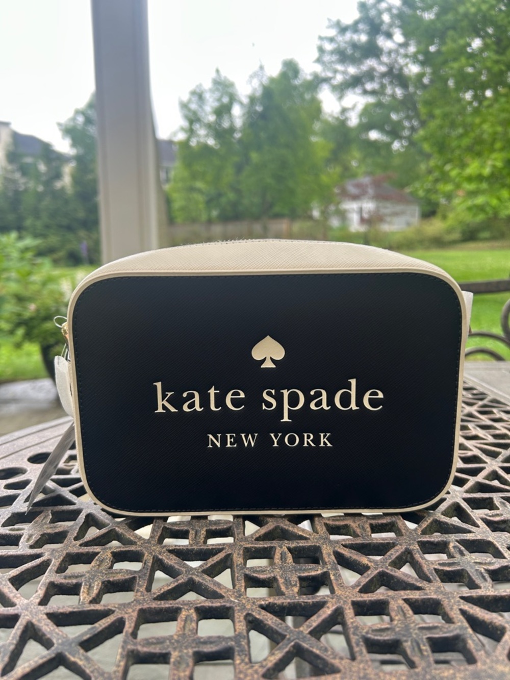 kate spade Black and Cream Logo Camera Crossbody